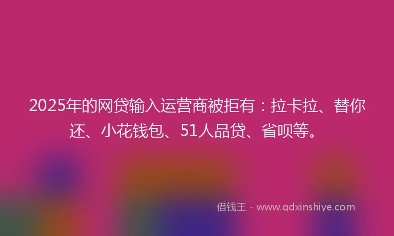 2025年的网贷输入运营商被拒有：拉卡拉、替你还、小花钱包、51人品贷、省呗等。