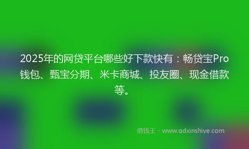 2025年的网贷平台哪些好下款快有：畅贷宝Pro钱包、甄宝分期、米卡商城、投友圈、现金借款等。