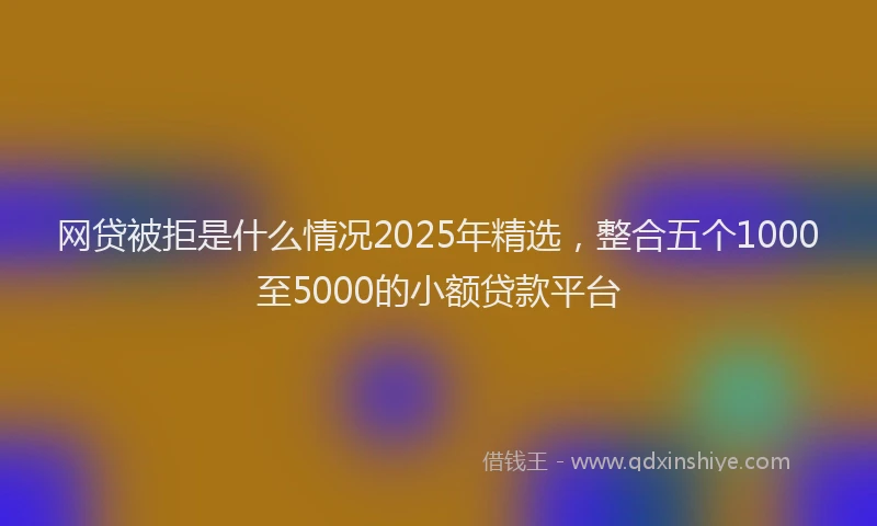 网贷被拒是什么情况2025年精选，整合五个1000至5000的小额贷款平台