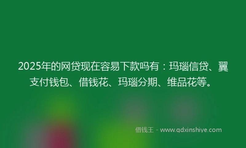 2025年的网贷现在容易下款吗有：玛瑙信贷、翼支付钱包、借钱花、玛瑙分期、维品花等。
