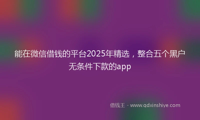 能在微信借钱的平台2025年精选，整合五个黑户无条件下款的app