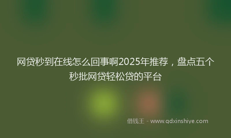 网贷秒到在线怎么回事啊2025年推荐，盘点五个秒批网贷轻松贷的平台