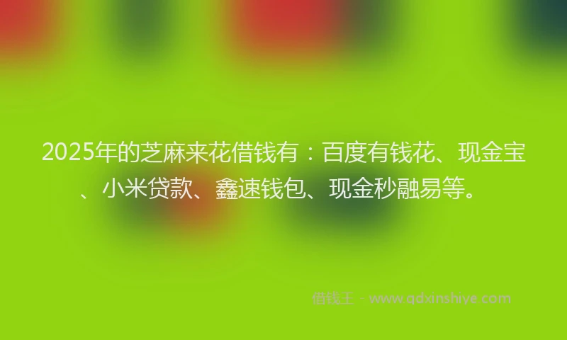 2025年的芝麻来花借钱有：百度有钱花、现金宝、小米贷款、鑫速钱包、现金秒融易等。