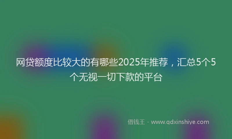 网贷额度比较大的有哪些2025年推荐，汇总5个5个无视一切下款的平台