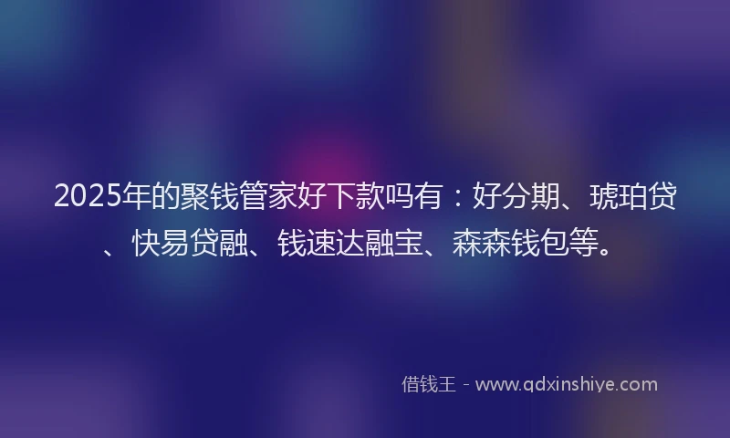 2025年的聚钱管家好下款吗有：好分期、琥珀贷、快易贷融、钱速达融宝、森森钱包等。