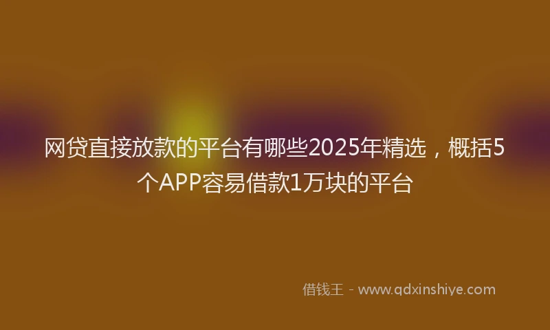 网贷直接放款的平台有哪些2025年精选，概括5个APP容易借款1万块的平台