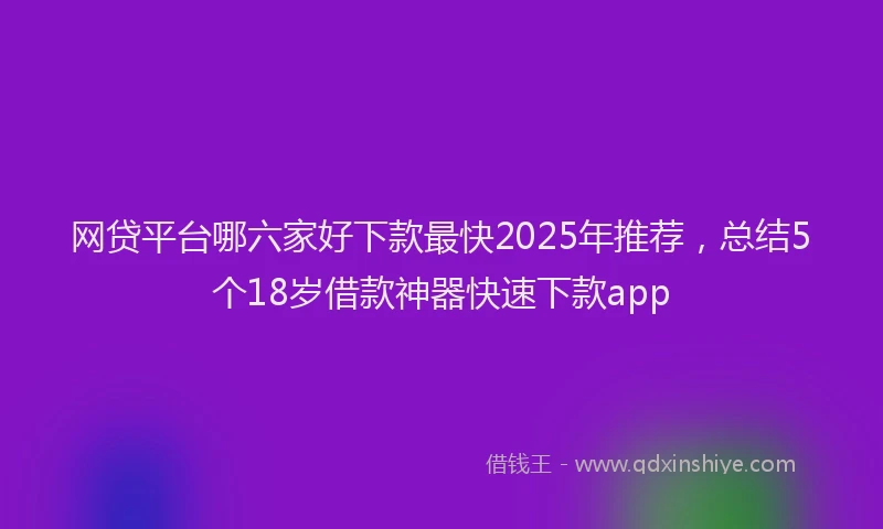 网贷平台哪六家好下款最快2025年推荐，总结5个18岁借款神器快速下款app
