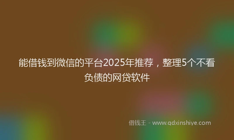 能借钱到微信的平台2025年推荐，整理5个不看负债的网贷软件