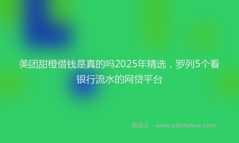 美团甜橙借钱是真的吗2025年精选，罗列5个看银行流水的网贷平台
