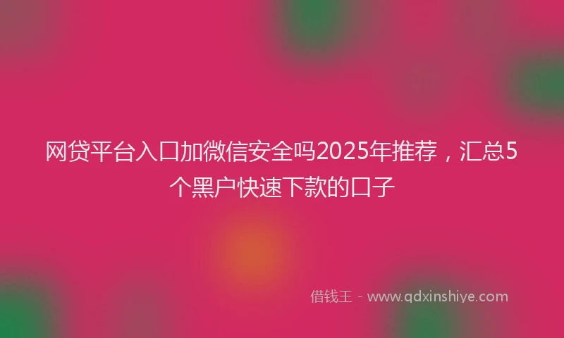 网贷平台入口加微信安全吗2025年推荐，汇总5个黑户快速下款的口子