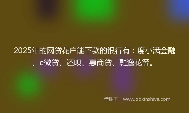 2025年的网贷花户能下款的银行有：度小满金融、e微贷、还呗、惠商贷、融逸花等。
