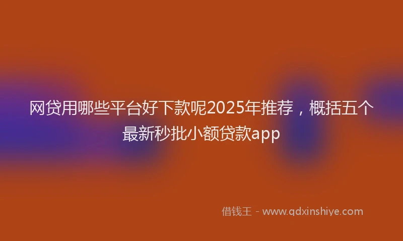 网贷用哪些平台好下款呢2025年推荐，概括五个最新秒批小额贷款app