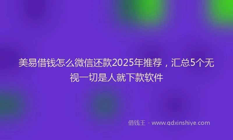 美易借钱怎么微信还款2025年推荐，汇总5个无视一切是人就下款软件