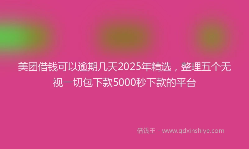 美团借钱可以逾期几天2025年精选，整理五个无视一切包下款5000秒下款的平台