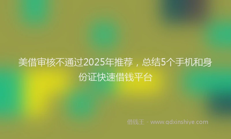 美借审核不通过2025年推荐，总结5个手机和身份证快速借钱平台