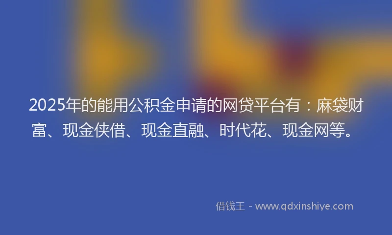 2025年的能用公积金申请的网贷平台有：麻袋财富、现金侠借、现金直融、时代花、现金网等。