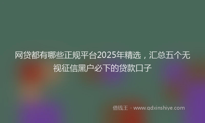 网贷都有哪些正规平台2025年精选，汇总五个无视征信黑户必下的贷款口子