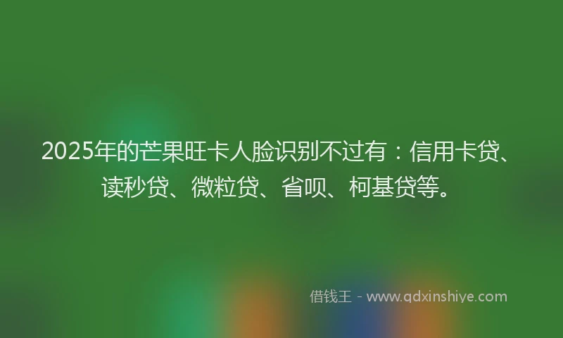 2025年的芒果旺卡人脸识别不过有：信用卡贷、读秒贷、微粒贷、省呗、柯基贷等。