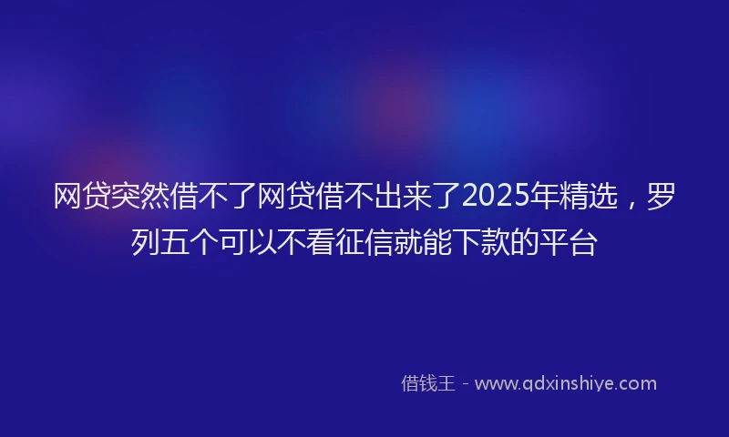 网贷突然借不了网贷借不出来了2025年精选，罗列五个可以不看征信就能下款的平台