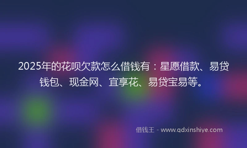 2025年的花呗欠款怎么借钱有：星愿借款、易贷钱包、现金网、宜享花、易贷宝易等。