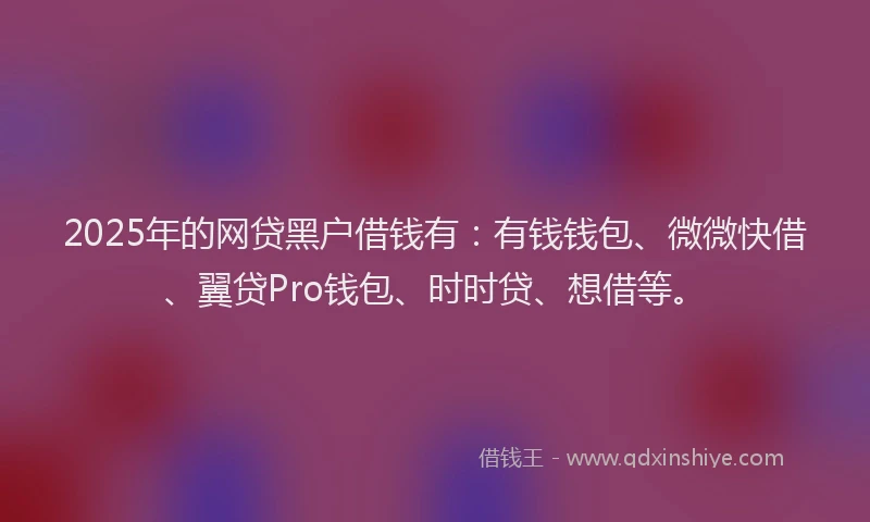2025年的网贷黑户借钱有：有钱钱包、微微快借、翼贷Pro钱包、时时贷、想借等。