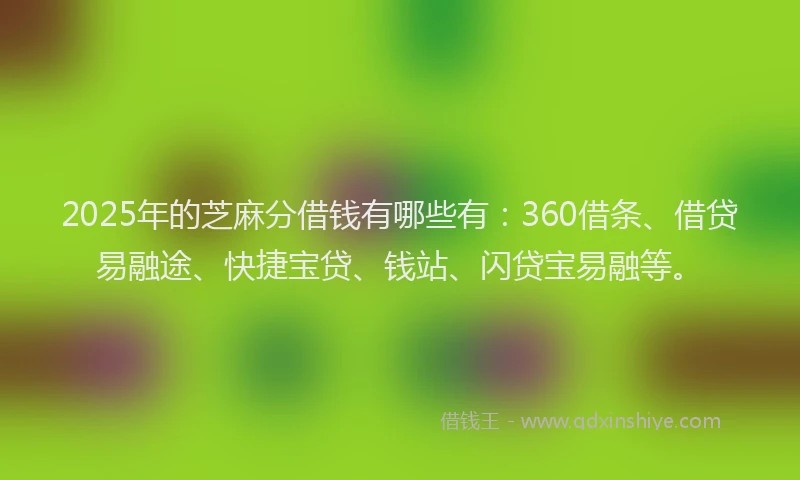 2025年的芝麻分借钱有哪些有：360借条、借贷易融途、快捷宝贷、钱站、闪贷宝易融等。
