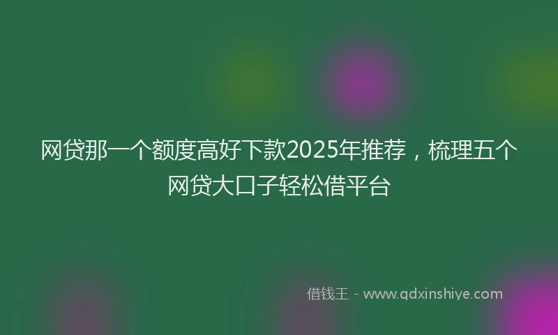 网贷那一个额度高好下款2025年推荐，梳理五个网贷大口子轻松借平台