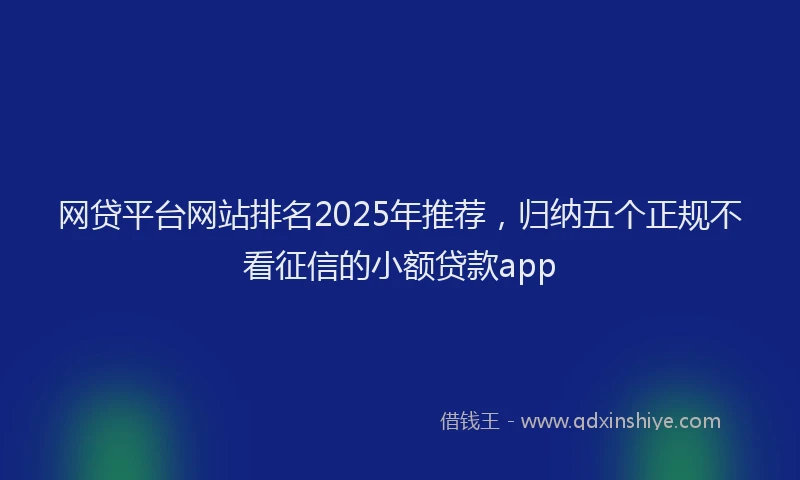 网贷平台网站排名2025年推荐，归纳五个正规不看征信的小额贷款app