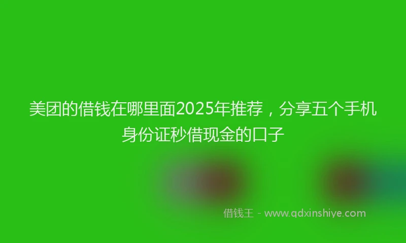 美团的借钱在哪里面2025年推荐，分享五个手机身份证秒借现金的口子