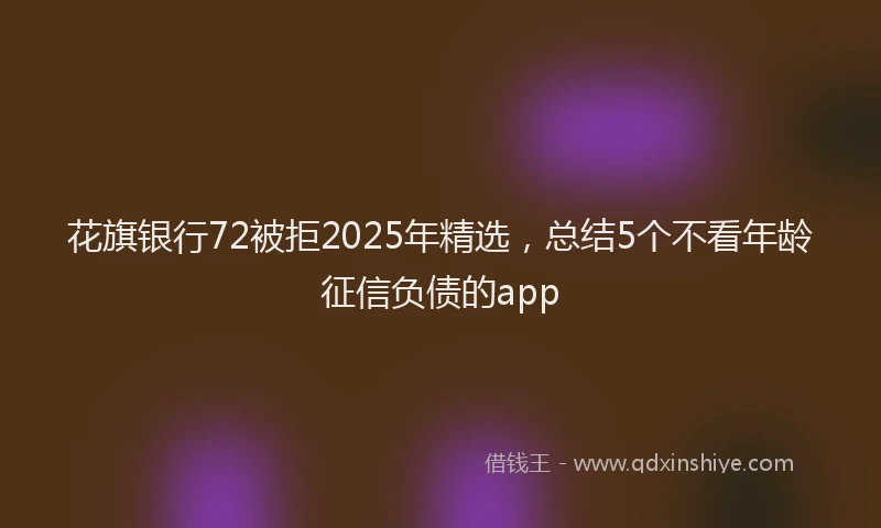 花旗银行72被拒2025年精选，总结5个不看年龄征信负债的app