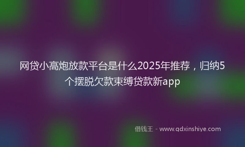 网贷小高炮放款平台是什么2025年推荐，归纳5个摆脱欠款束缚贷款新app