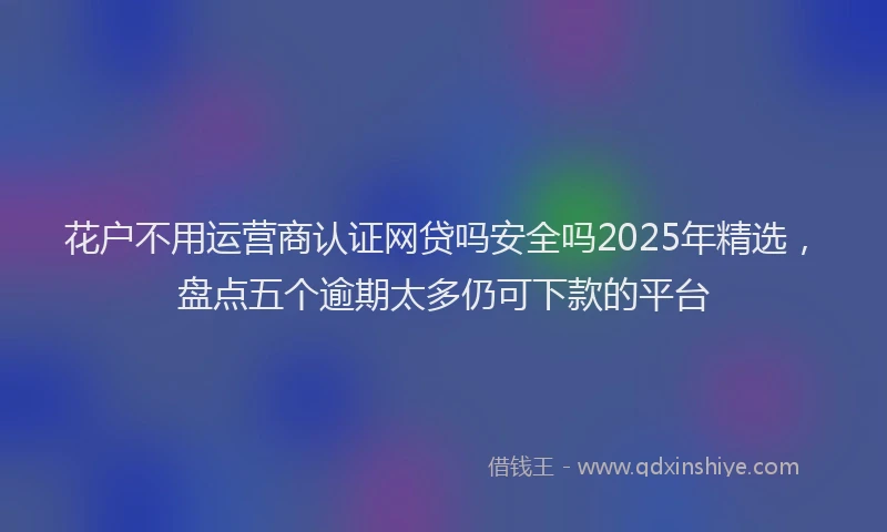花户不用运营商认证网贷吗安全吗2025年精选，盘点五个逾期太多仍可下款的平台
