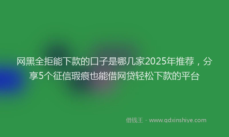 网黑全拒能下款的口子是哪几家2025年推荐，分享5个征信瑕疵也能借网贷轻松下款的平台