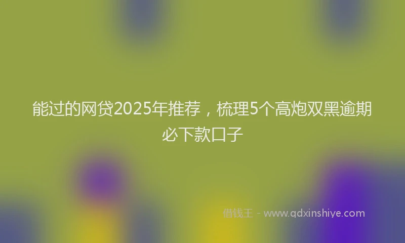 能过的网贷2025年推荐，梳理5个高炮双黑逾期必下款口子