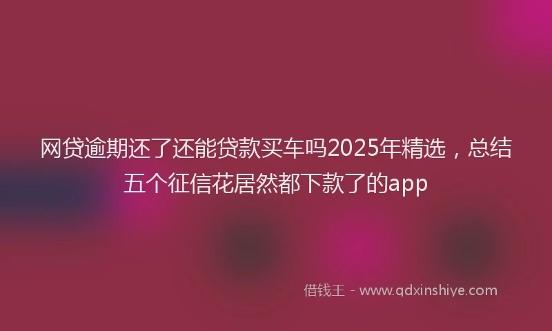 网贷逾期还了还能贷款买车吗2025年精选，总结五个征信花居然都下款了的app