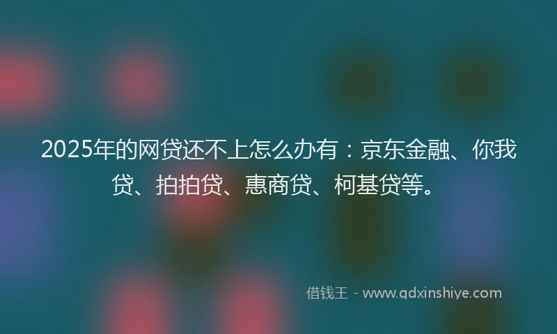 2025年的网贷还不上怎么办有：京东金融、你我贷、拍拍贷、惠商贷、柯基贷等。
