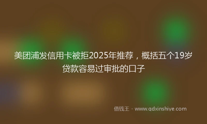 美团浦发信用卡被拒2025年推荐，概括五个19岁贷款容易过审批的口子