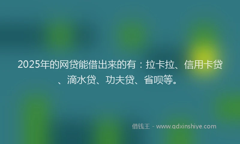 2025年的网贷能借出来的有：拉卡拉、信用卡贷、滴水贷、功夫贷、省呗等。