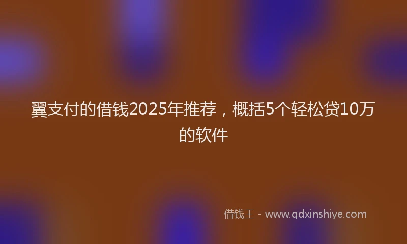 翼支付的借钱2025年推荐，概括5个轻松贷10万的软件
