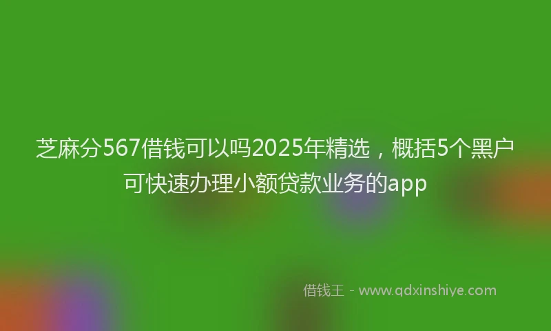 芝麻分567借钱可以吗2025年精选，概括5个黑户可快速办理小额贷款业务的app