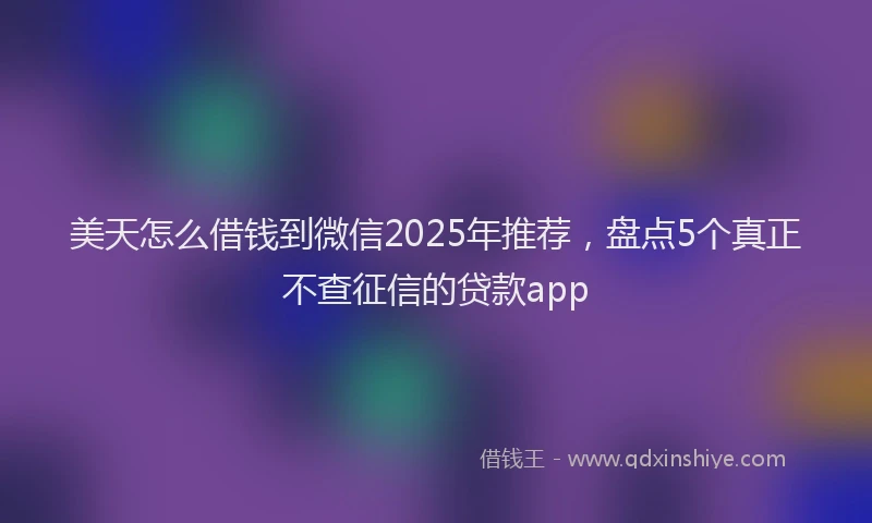 美天怎么借钱到微信2025年推荐，盘点5个真正不查征信的贷款app