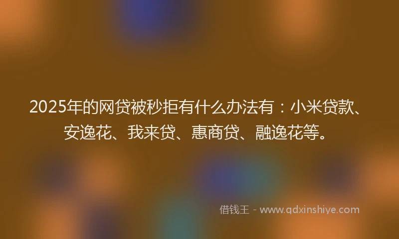 2025年的网贷被秒拒有什么办法有：小米贷款、安逸花、我来贷、惠商贷、融逸花等。