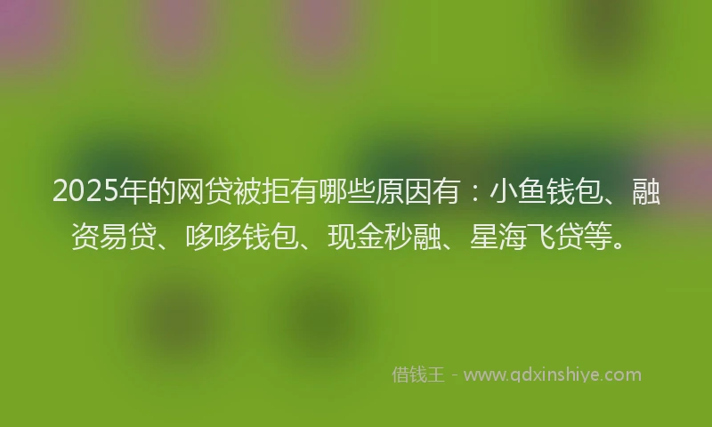 2025年的网贷被拒有哪些原因有：小鱼钱包、融资易贷、哆哆钱包、现金秒融、星海飞贷等。