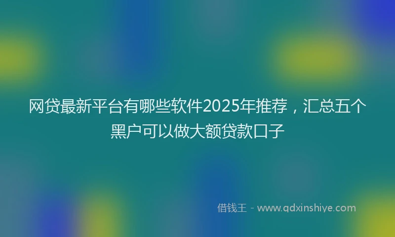 网贷最新平台有哪些软件2025年推荐，汇总五个黑户可以做大额贷款口子