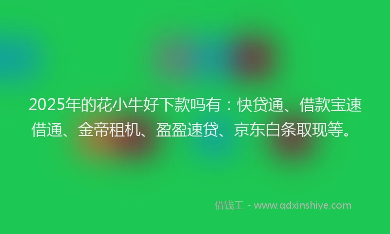 2025年的花小牛好下款吗有：快贷通、借款宝速借通、金帝租机、盈盈速贷、京东白条取现等。