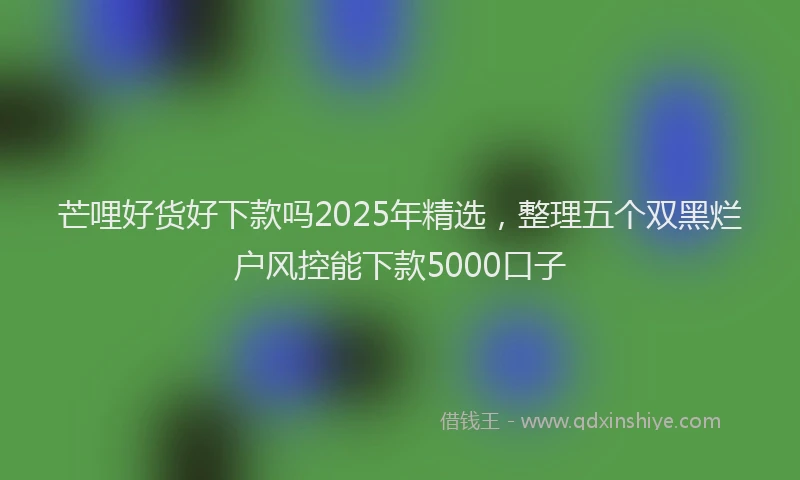 芒哩好货好下款吗2025年精选，整理五个双黑烂户风控能下款5000口子
