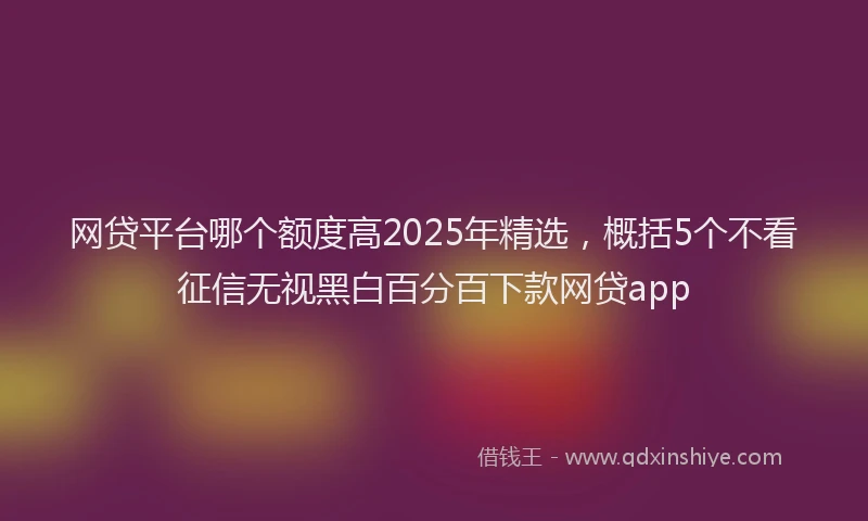 网贷平台哪个额度高2025年精选，概括5个不看征信无视黑白百分百下款网贷app