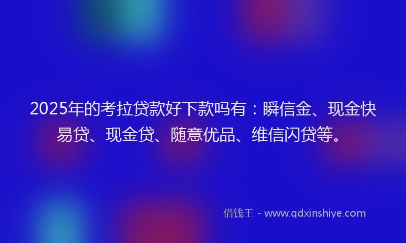 2025年的考拉贷款好下款吗有：瞬信金、现金快易贷、现金贷、随意优品、维信闪贷等。