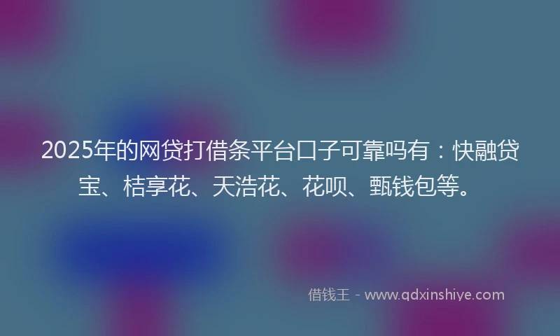 2025年的网贷打借条平台口子可靠吗有：快融贷宝、桔享花、天浩花、花呗、甄钱包等。