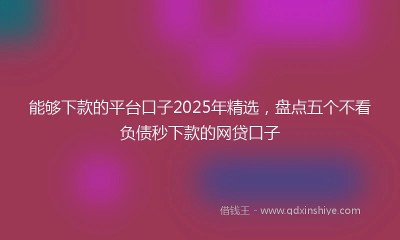能够下款的平台口子2025年精选，盘点五个不看负债秒下款的网贷口子